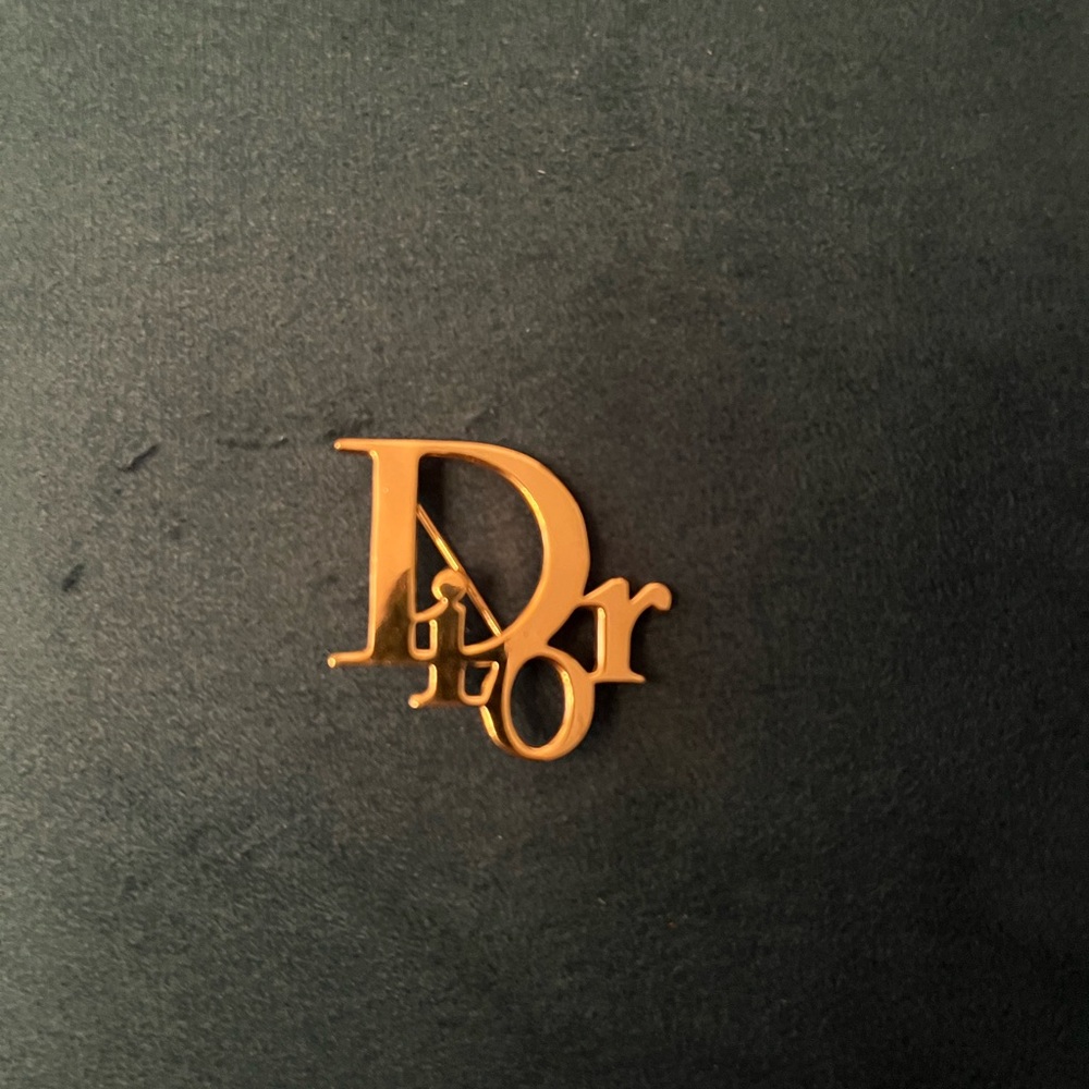 Dior Gold-Tone Logo Pin